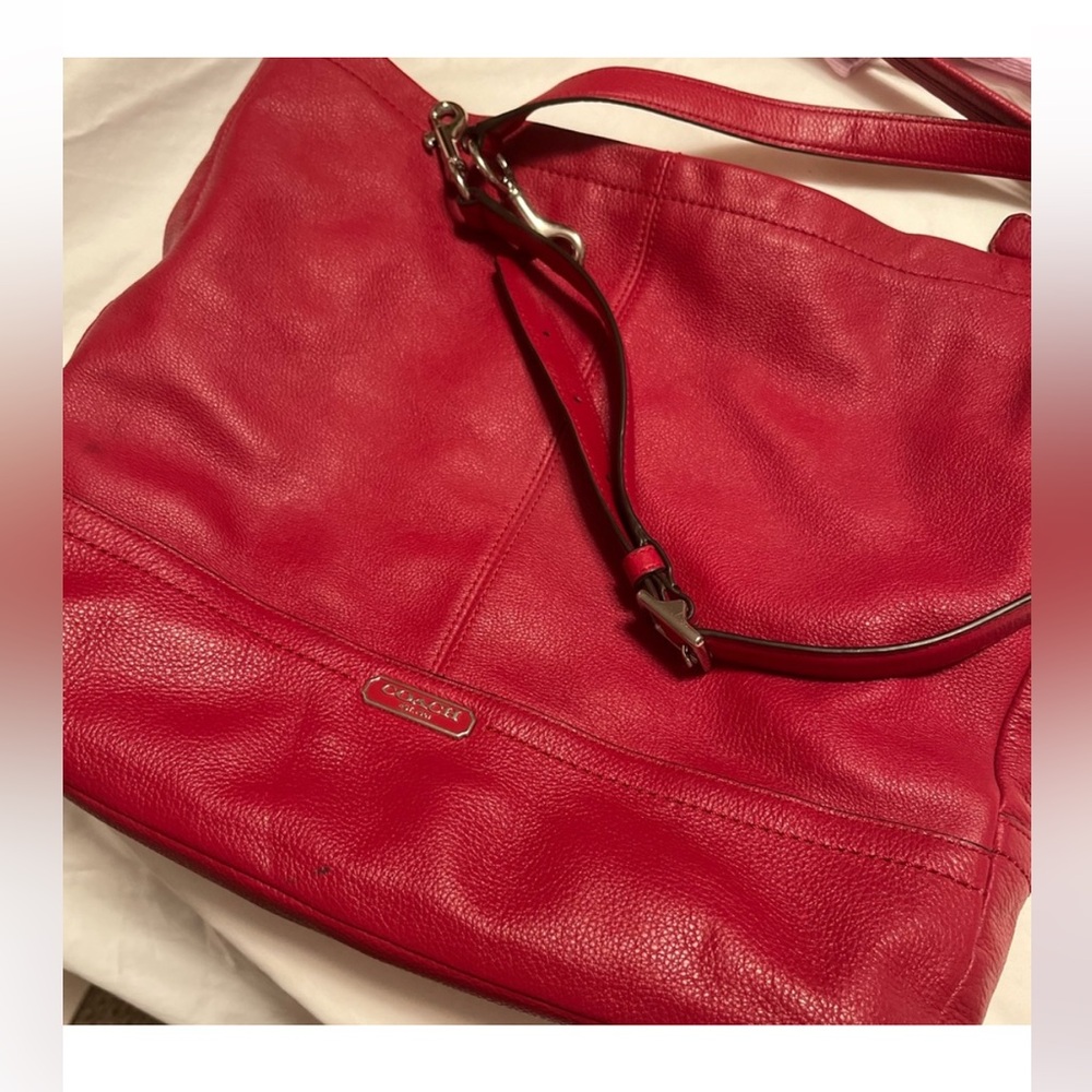 Red Vintage Coach Bag - large leather Coach hobo purse crossbody 90s or Y2K